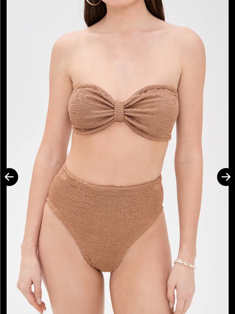 Hunza G Strapless High-Waist Bikini Set in Tan One Size
